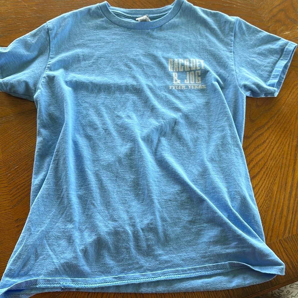 Blue Racquet & Jog tee shirt